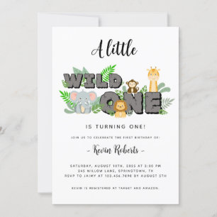Safari Wild One Birthday Invitation