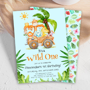 Safari Wild One Birthday Invitation