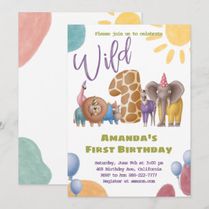 Safari Wild One Birthday Invitation 