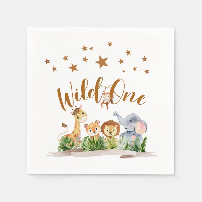 Safari Wild One Birthday Napkin (Front)