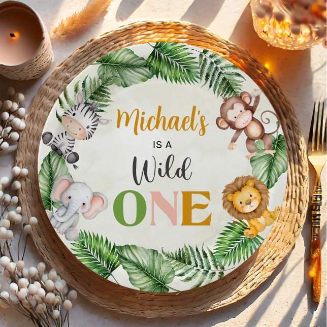 Safari Wild One Birthday Paper Plate (Creator Uploaded)