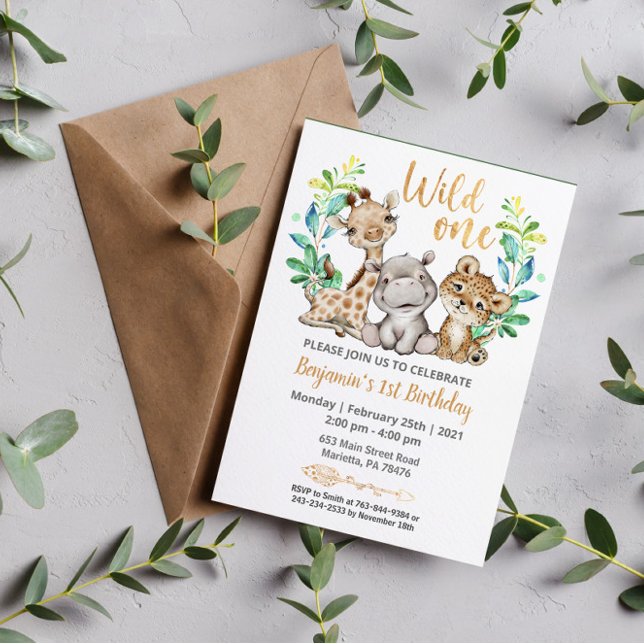 Safari Wild One Birthday Party Invitation (Creator Uploaded)