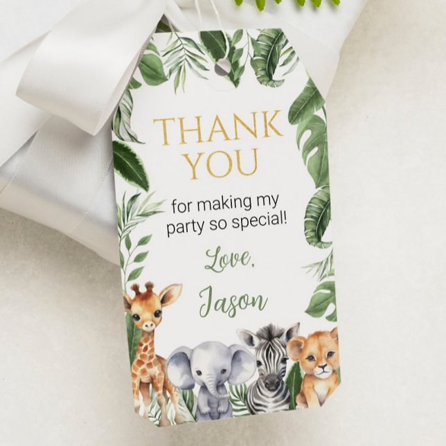 Safari Wild One Birthday Party Thank You Tag (Creator Uploaded)