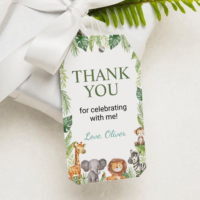 Safari Wild One Birthday Party Thank You Tag (Creator Uploaded)