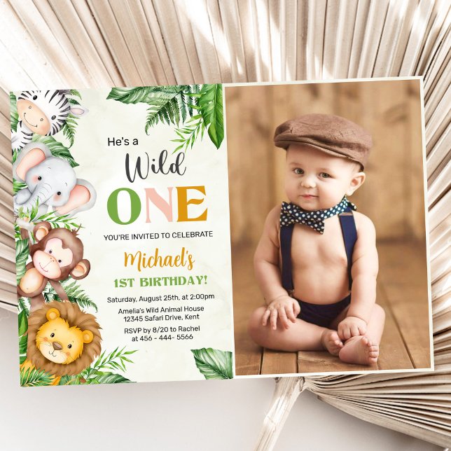 Safari Wild One Birthday Photo Invitation (Creator Uploaded)