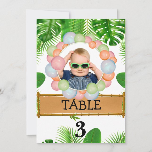 Safari Wild One Birthday PHOTO Table Number (Front)