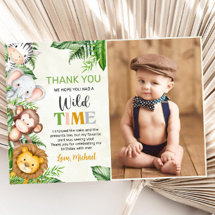 Safari Wild One Birthday Photo Thank You Card