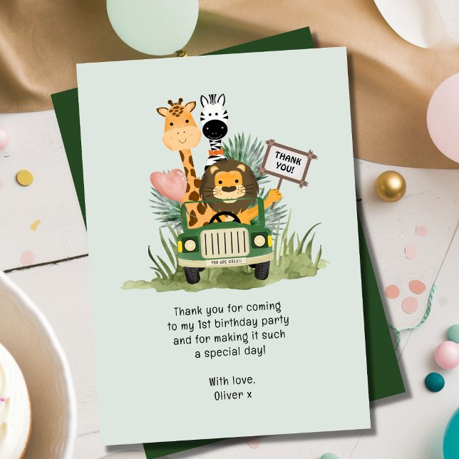 Safari Wild One Birthday Thank You Card (Creator Uploaded)