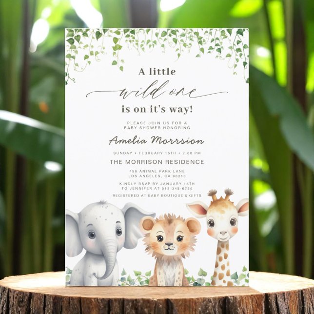 Safari Wild One Boys Animals Baby Shower Invitation (Creator Uploaded)