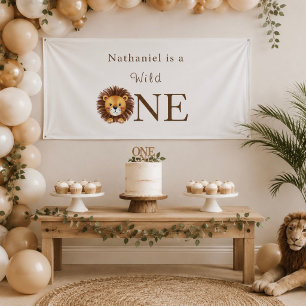 Safari wild one first birthday banner