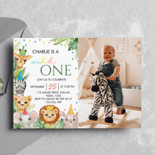 Safari Wild One First Birthday Invitation