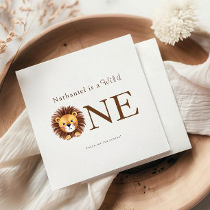 Safari wild one first birthday napkin