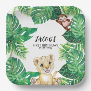 Safari Wild One Jungle Animal 1st Birthday Paper Plate