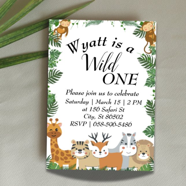 Safari Wild one Jungle birthday invitation  (Creator Uploaded)