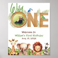Safari Wild One Photo Wood First Birthday Welcome