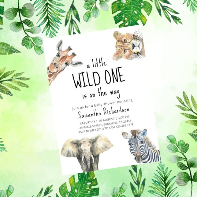 Safari Wild One Safari Animals Baby Shower Invitation (Creator Uploaded)