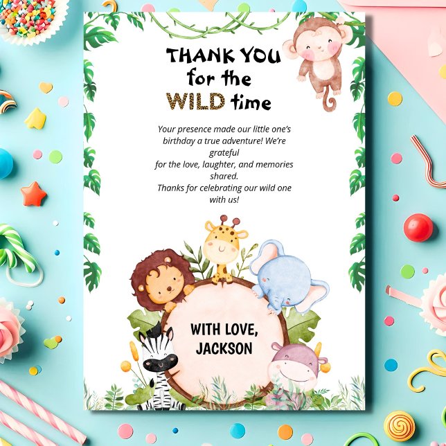 Safari Wild One Thank You Card (Creator Uploaded)