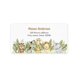 Safari Wild One Watercolor Birthday Label