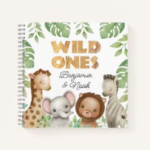 Safari Wild Ones Twins Guest Book Spiral Notebook
