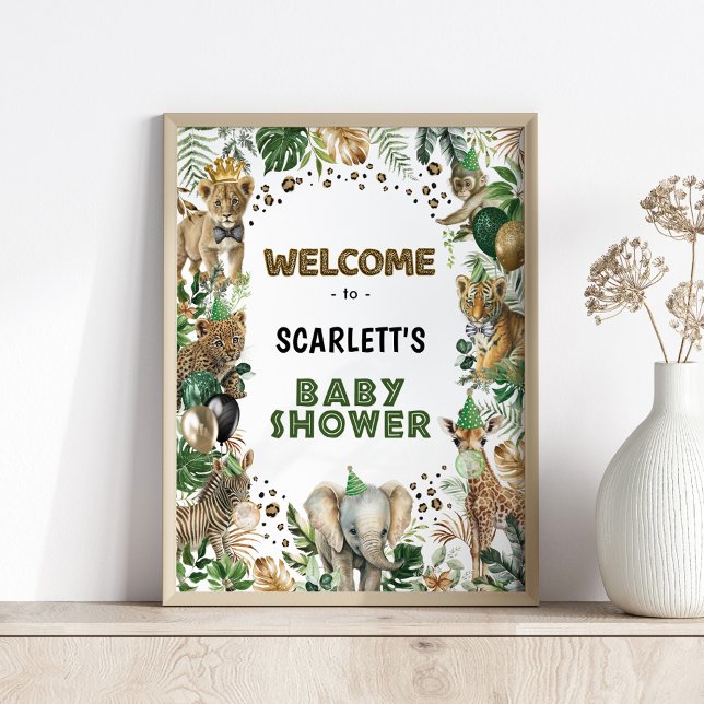 Safari Wild Party Animals Baby Shower Welcome Poster (Creator Uploaded)