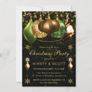 Safari Wildlife Baubles Christmas Party Invitation
