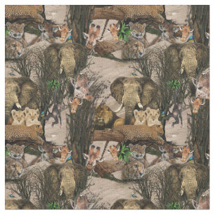 Safari Wildlife Destination Repeat Pattern Fabric