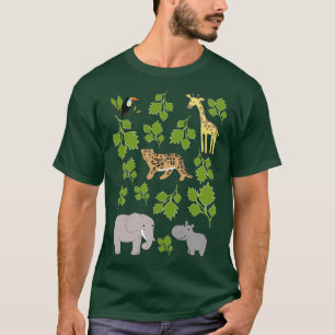 Safari wildlife watch toucan giraffe leopard eleph T-Shirt