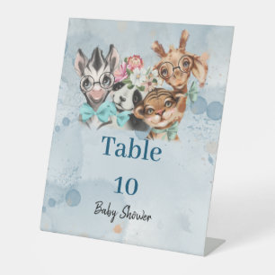 Safari wildone baby shower blue Pedestal Sign