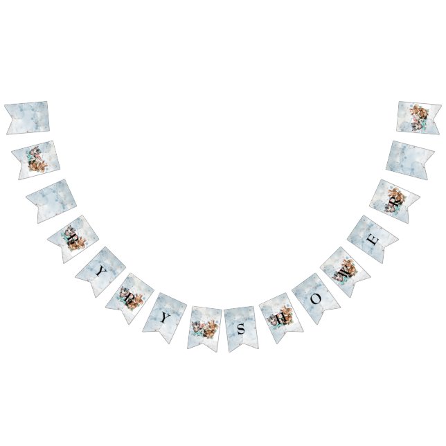 Safari wildone baby shower invitation Blue Bunting (All)