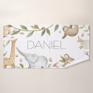 Safari woodland animals personalized kids towel
