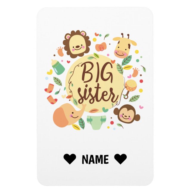 Safari Wreath Big Sister Magnet (Vertical)