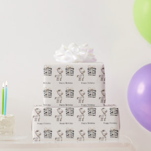 Safari Zebra Birthday Wrapping Paper