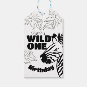 Safari Zebra Hand Drawn Wild Party Birthday Gift Tags