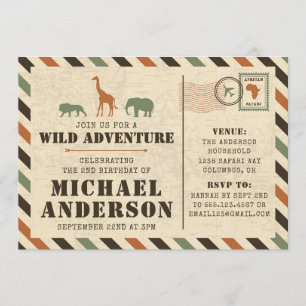 Safari Zoo Birthday Party Invitation