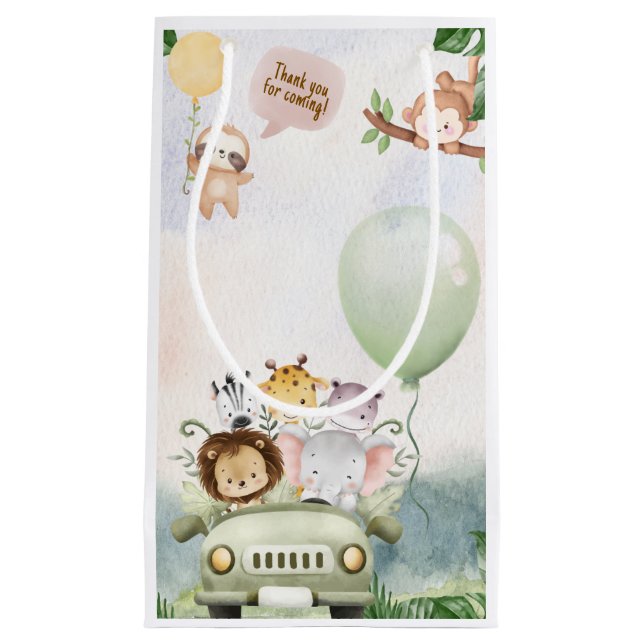Safari Zoo Birthday Small Gift Bag (Front)