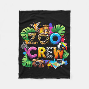 Safari Zoo Giraffe Crew Animal Zoo Keeper Kids Fie Fleece Blanket