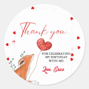 Safarie valentine Heart Thank You Birthday Classic Round Sticker