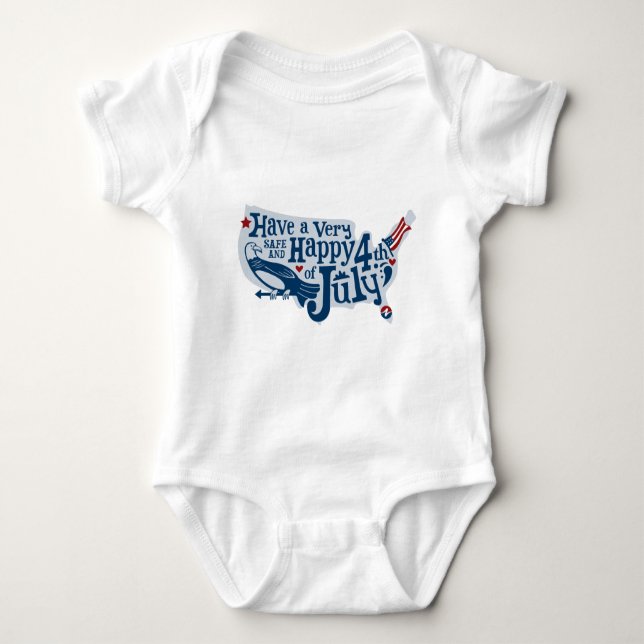 Safe And Happy 4th Of July Baby Bodysuit (Front)