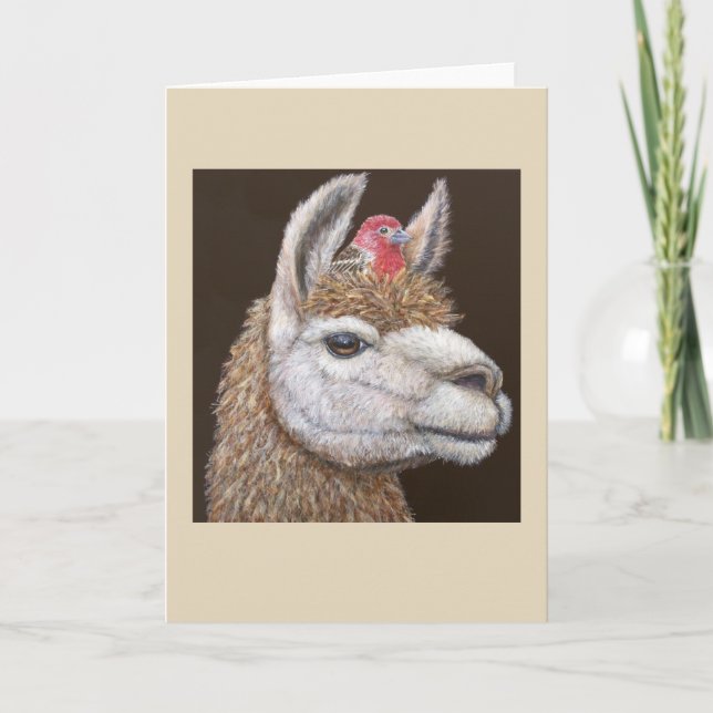 Safe Haven llama and finch card (Front)