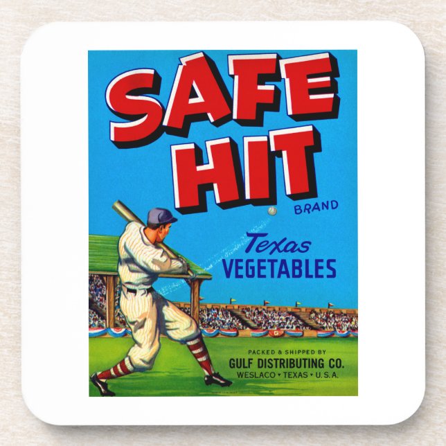 Safe Hit Vintage Lable Art Coaster (Front)