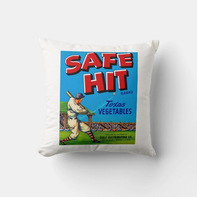 Safe Hit Vintage Lable Art Cushion (Front)