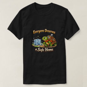 Safe Home Tortoise Cartoon Design T-Shirt