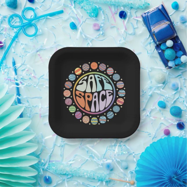 Safe Space LGBTQ Friendly Pride Support Proud Ally Paper Plate (Party)