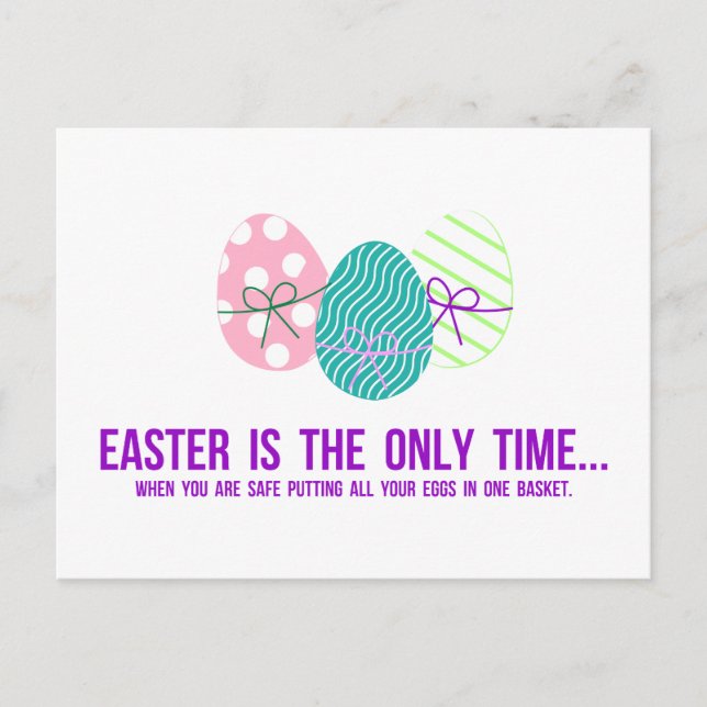 Safe to Put Eggs in One Basket Postcard (Front)