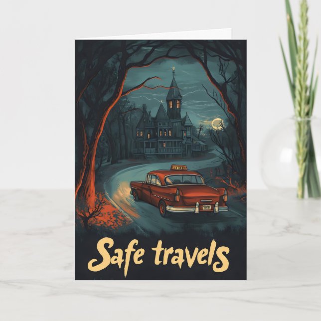Safe Travels Horror Trip Holiday Card (Front)