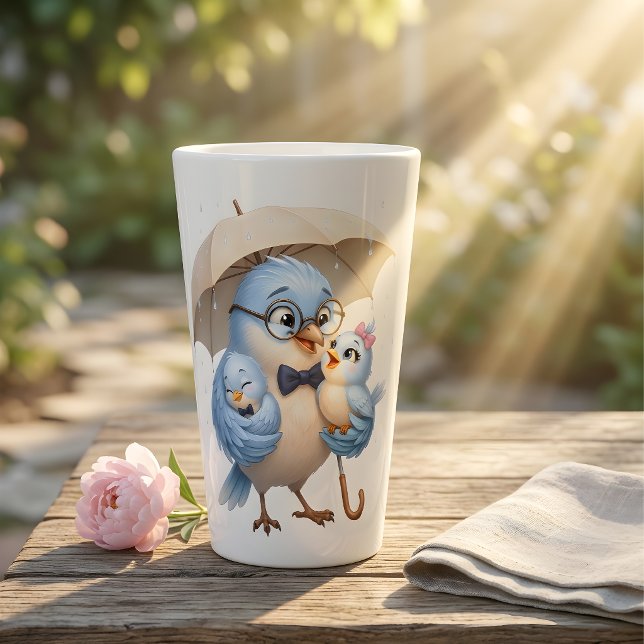 Safe Under My Umbrella Bird Latte Mug (Creator Uploaded)