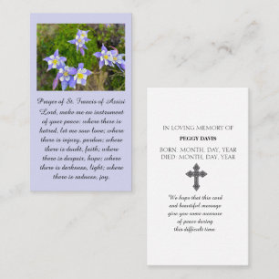 Safely Home Memorial Blue, Violet, Yellow, Prayer Business Card
