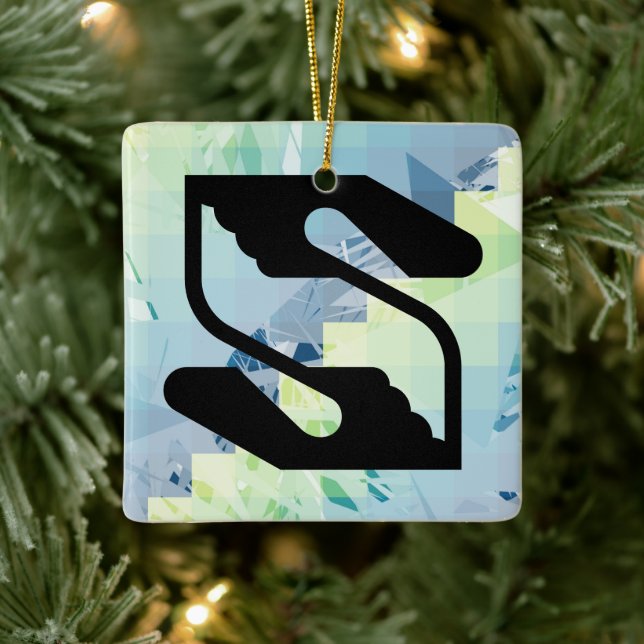 Safety and Supporting Hand Letter S Monogram Ceramic Ornament (Tree)