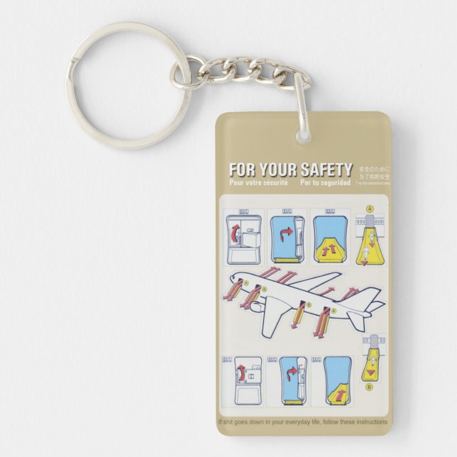 Safety Card Airliner Keychain (Front)