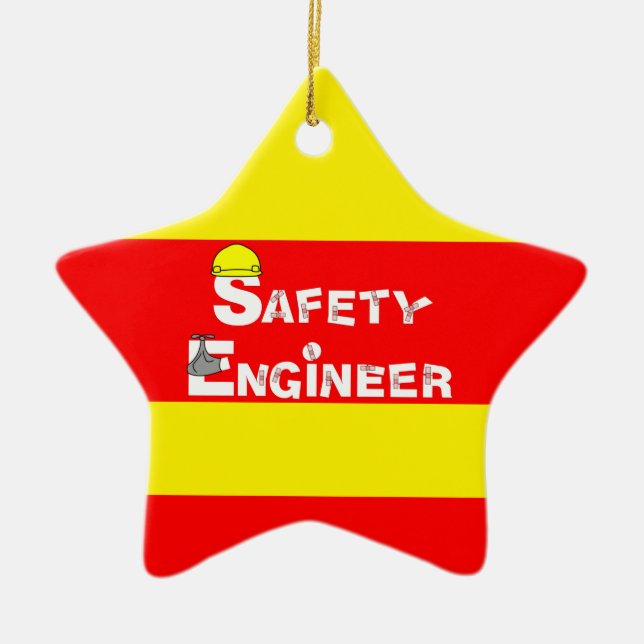 Safety Engineer Bandages Ceramic Tree Decoration (Front)
